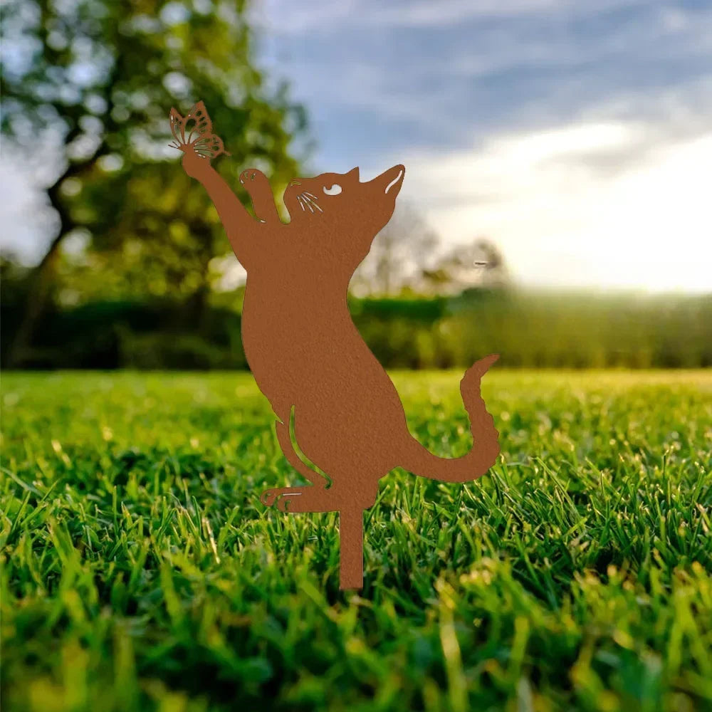 Adorable Cat Family Garden Stakes - Decorative Outdoor Cat Silhouettes