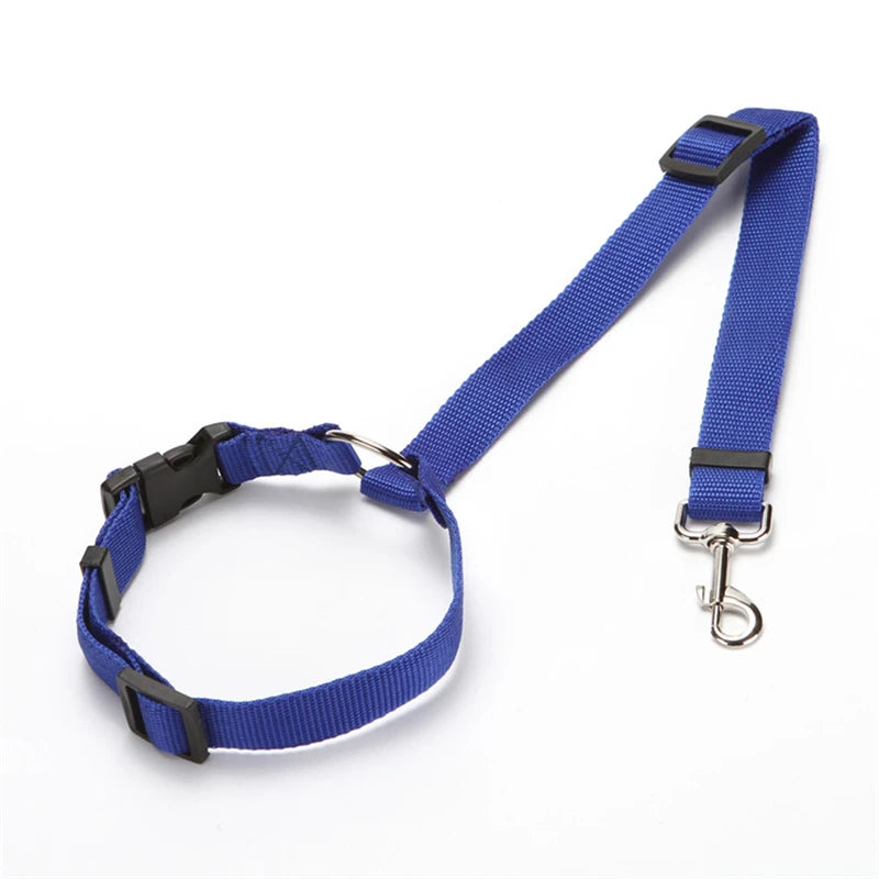 Nylon Safety Belt for Dogs Solid Color Pet Car Seat Belt Two-in-one Leash Adjustable Dog Harness Collar Products Pet Accessories