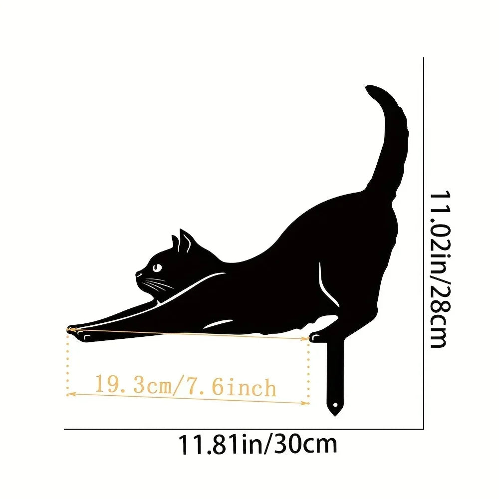 Cat Family Garden Stakes Decorative Cute Cat Garden Decorative Silhouette Animal Outdoor Statues For Cat Yard Garden Lawn