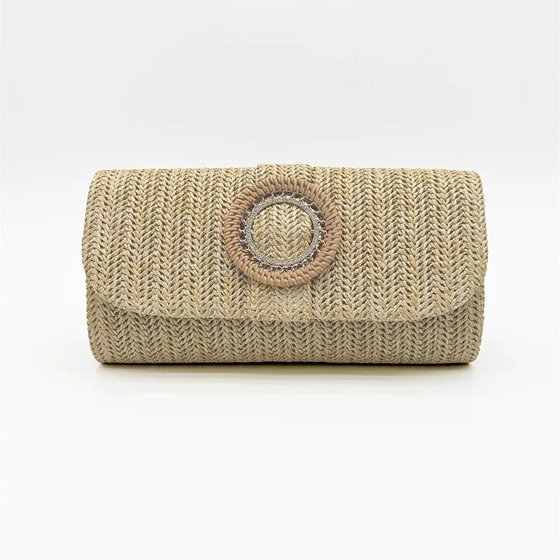 Straw Clutch Purse for Women Wedding Hand-Woved Evening Straw Handbags Party Wedding Summer Beach Wicker Shoulder Messenger Bags