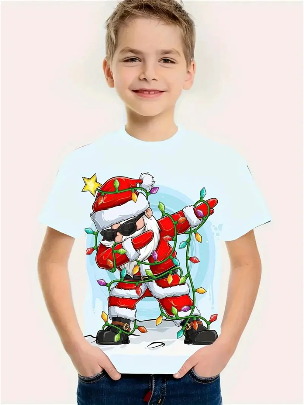 Christmas Santa Claus 3d Print Tee Shirt Kids Boys Clothes Short Sleeve Casual Children's Clothing Fashion T Shirt For Boys
