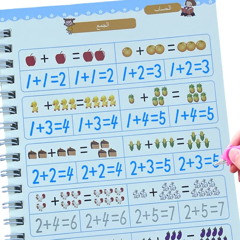 Early Learn Montessori Copybooks With Pen Kids Books Reusable Magical Calligraphy Free Wiping Arabic Alphabet