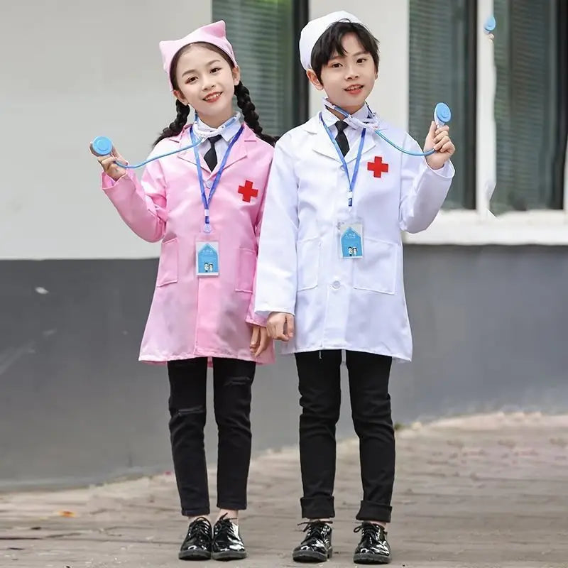 Kinder Cosplay Kleidung Jungen Mädchen Arzt Krankenschwester Uniformen Ausgefallene Kleinkind Weihnachten Weihnachten Rollenspiel Kostüme Party Wear Arztkittel