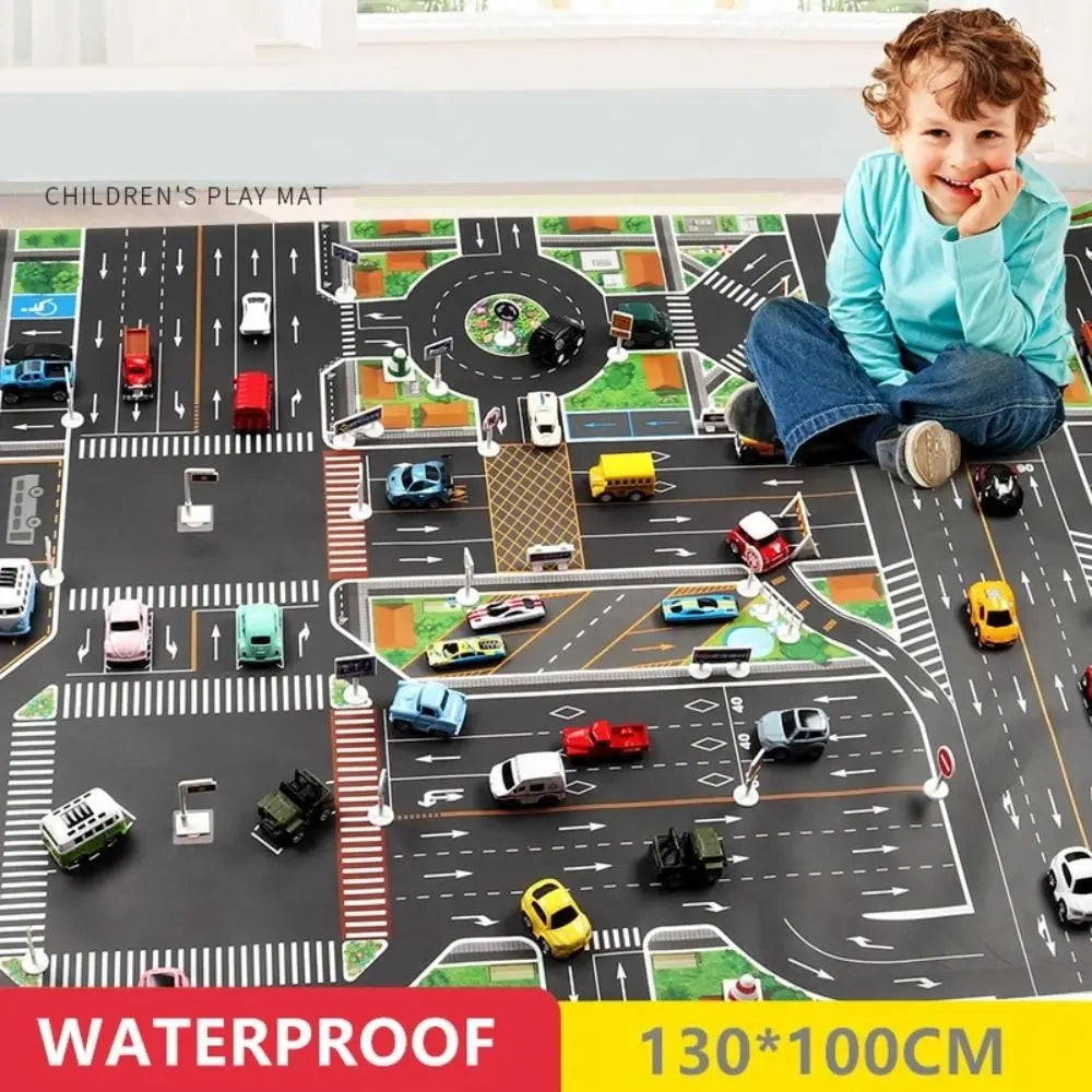 Kinder Geschenk Spielmatte Kinderspielzeug Straßenteppich Spielmatte Kletterspielzeug Stadtparkplatz Straßenkarte DIY Verkehrsschilder 