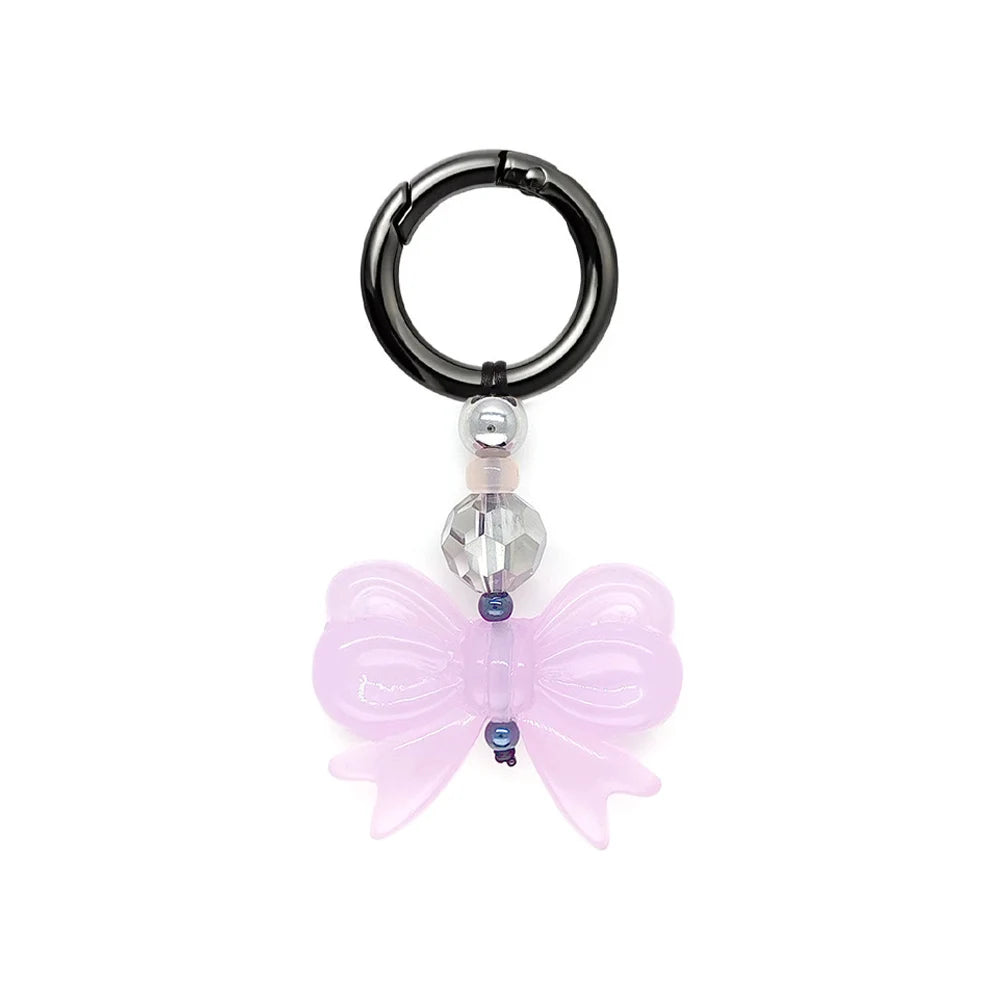 New Fashion Red Love Y2k Keychain Korean Charm Bag Pendant Handmade Beaded Bownot Keyring Vintage Red Metal Hanging Accessories