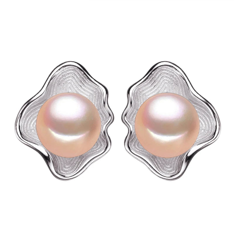 FENASY Genuine Natural Freshwater Pearl Stud Earrings 925 Sterling Silver Party Jewelry Elegant Gifts For Women Wholesale