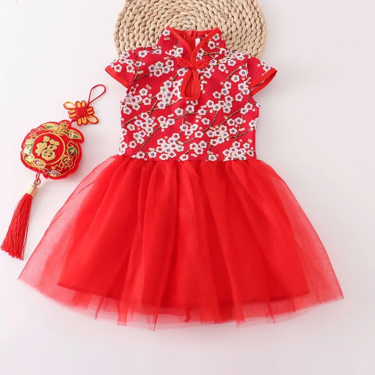 Fashion Red Girl Dress Summer Performance