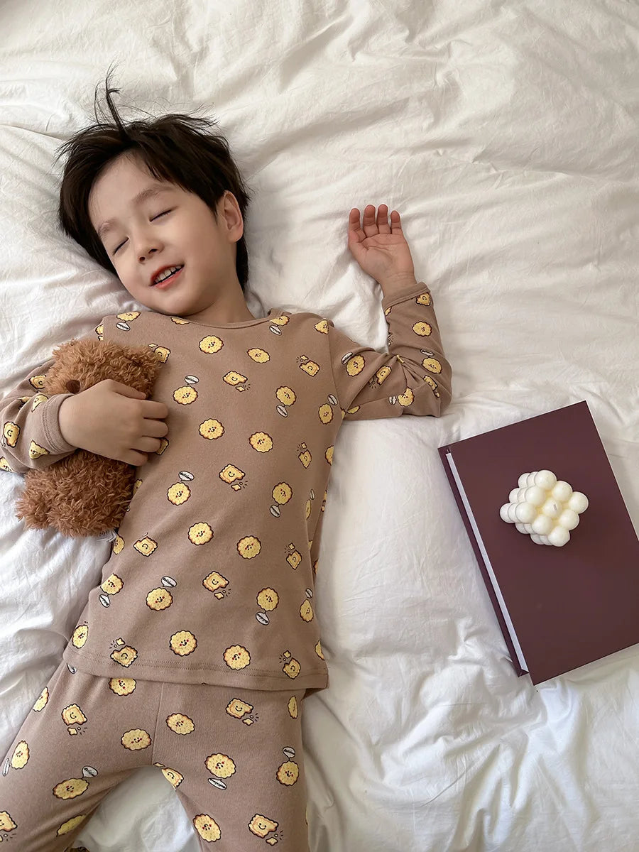 Children's Class A autumn and winter pajamas, boys and girls' wool stretcher home clothing, baby, small and large children's car