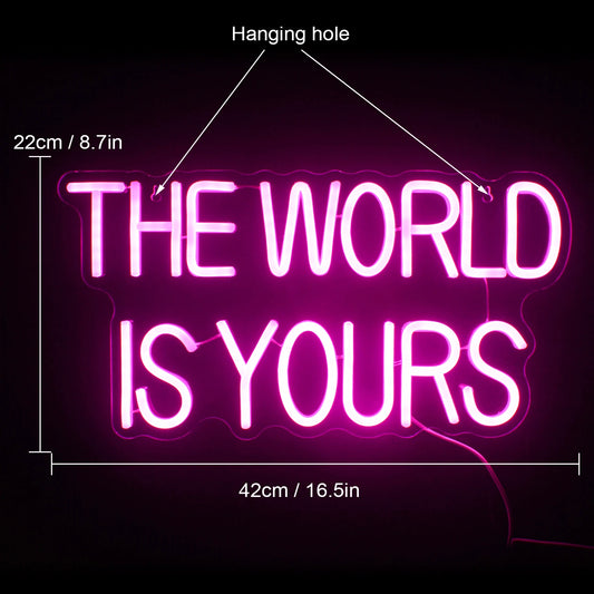 The World Is Yours Neon Sign Pink Led Neon Light for Room Wall Decor Wedding Engagement Valentines Day Led Neon Signs USB Neon
