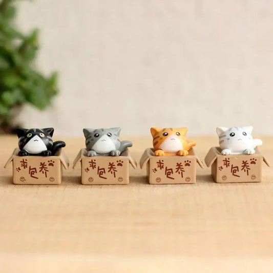 Lovely Box Cartoon Cat Miniature Landscape Decor Bonsai Resin Crafts Ornament Home Decoration Ornaments Accessories Wholesale
