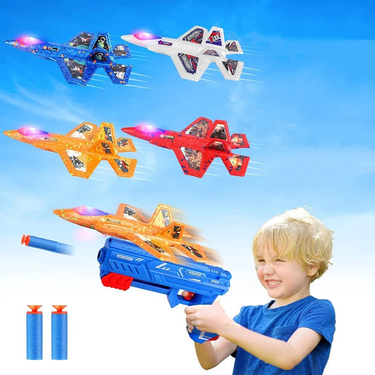7,4 Zoll F-35 Flugzeugwerfer aus Schaumstoff, Spielzeug-Katapultflugzeug mit weicher Kugelpistole für Kinder, Outdoor-Flugzeuge, Flugspielzeug, Geburtstagsgeschenke 