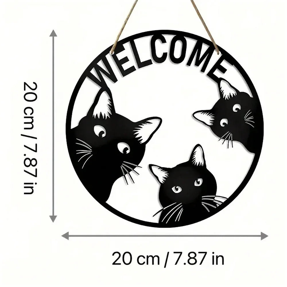 Halloween Black Cat Mi Welcome Creative Logo Wooden Welcome Door Sign, Living Room Pet Supplies, Cattery Scene Decoration