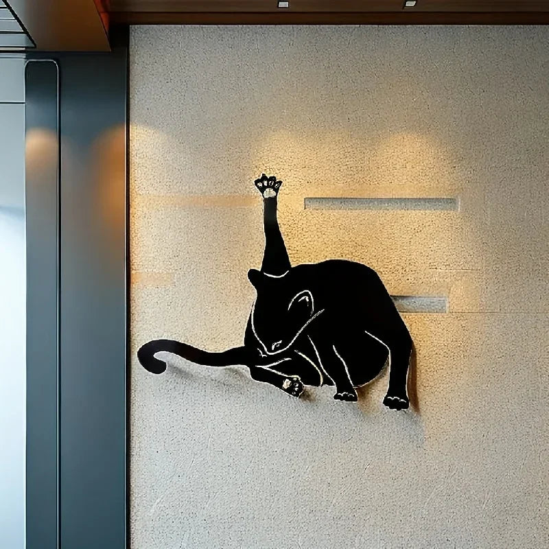 CIFBUY Deco 1pc Wall Decoration Metal Crafts Pendant Black Cat Metal Art Home Decor Outdoor Courtyard Indoor Applicable Decorati