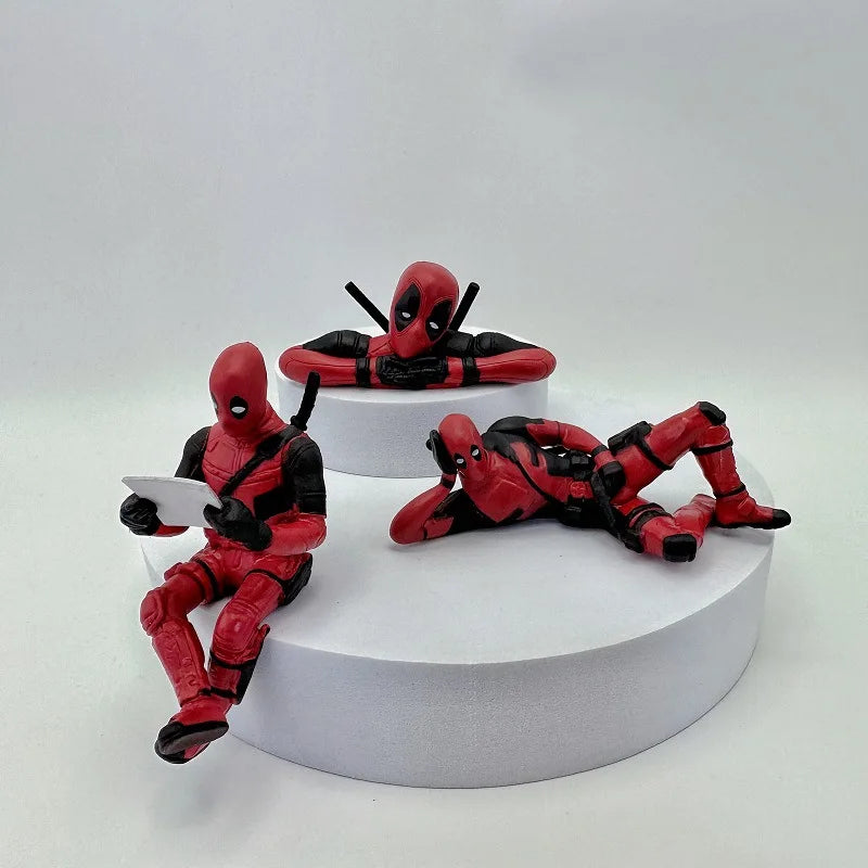 The Avengers Deadpool Sitting Posture Lying Posture Sleeping Posture Handmade Model Desktop Computer Car Decoration Kid Toy Gift