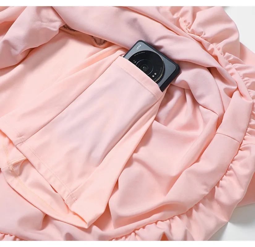 Pad Nake Glare Bud Anti Shorts Sports Dress Women Yoga Set Jumpsuit Outdoor Running Fitness Tennis Skirt Active Wear Clothes