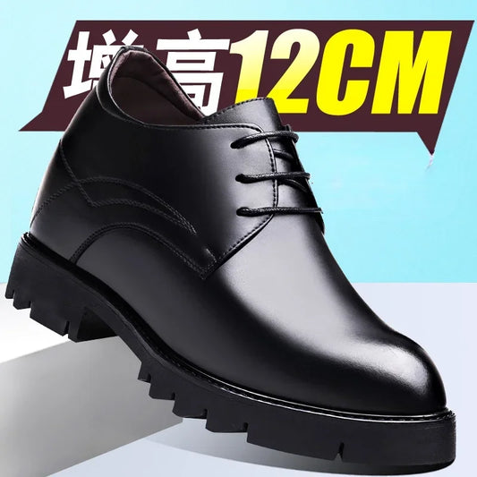 12cm genuine leather Men's Height-increasing Shoes Invisible Height-increasing   Elevator Shoes Business Casual Men Shoes
