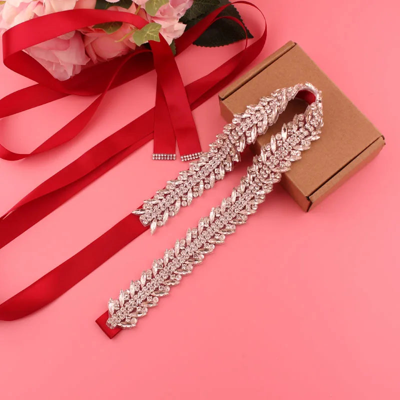 Crystal bridal belt with ribbons, handmade silver wedding belt, cookie patient belt for wedding evening dresses