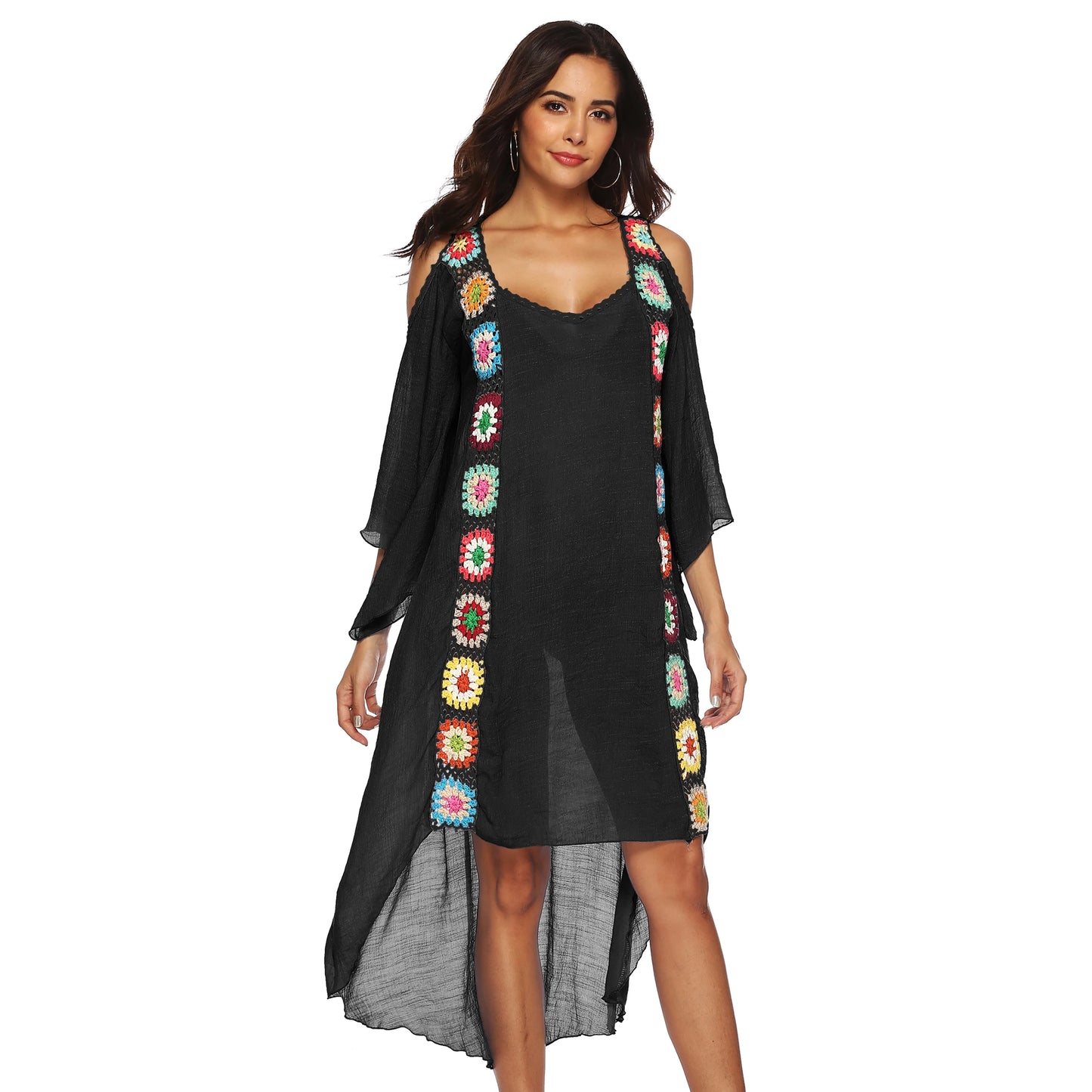 Big Size Beach Cover Up Crochet Maxi Dress Swimwear Robe Cover-ups For Women Ups White Pareo Suit Swim Wear xxl Beachwear 2022