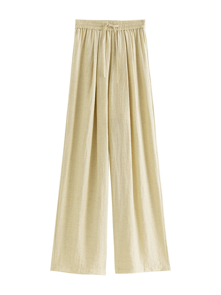 ZIQIAO Petite Linen Sleeveless Top and Pants Set for Women's 2024 Summer Outfit, New Vacation Style Temperament Outfit