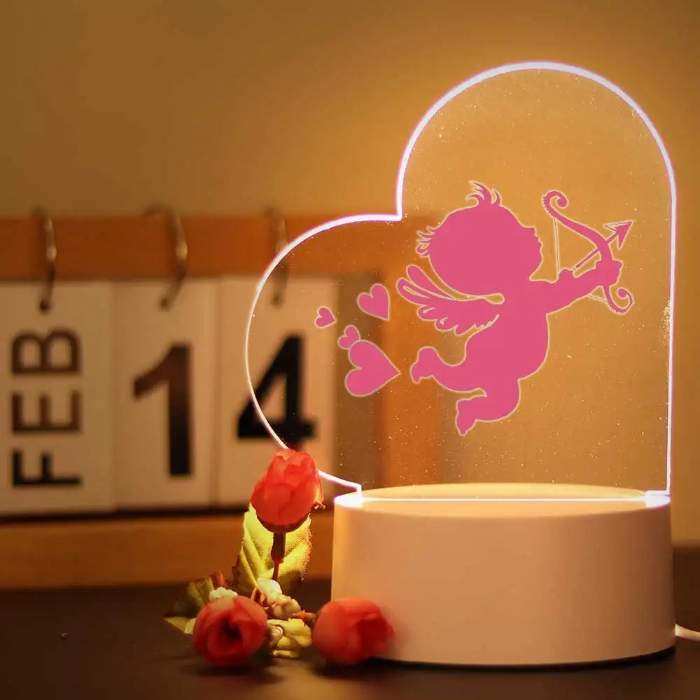 Valentine’s Day 3d Illusion Night Lamp for Room Decor the Girlfriend Lovers Gift