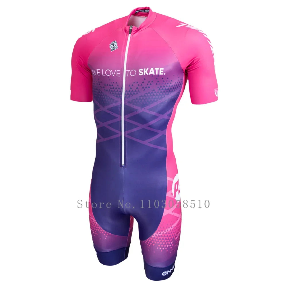 Powerslide inline skinsuit team areo speedsuit summer men cycling clothing skate suits ciclismo pro racing apparel short sleeves