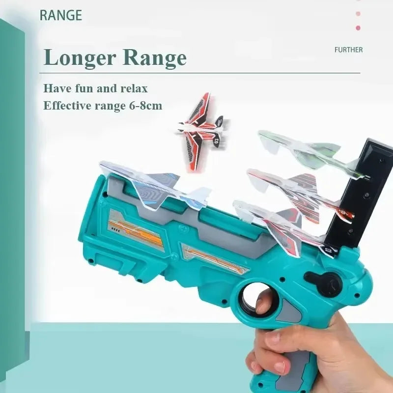 Air Combat Repeater Foam Aircraft Battle Flying Launcher Toy Airplane Glider Flight Plastic Gun Outdoor Games Children Toys