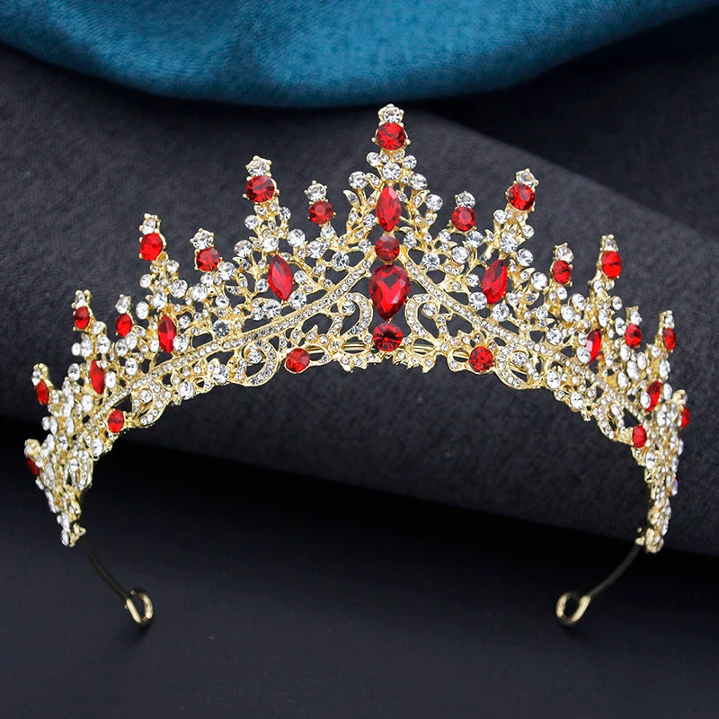 3 pcs Pink Bridal Jewelry Sets for Women Crown Flower Choker Necklace Earring Wedding Tiara Bride Costume Accessories