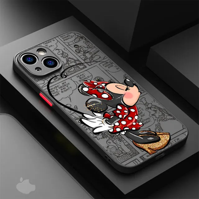 Disney Mickey Minnie Love Phone Case for Apple iPhone 15 16 Pro Max 13 14 Plus 12 Mini 11 Pro XR 8 SE 7 6S XS MAX Matte Cover