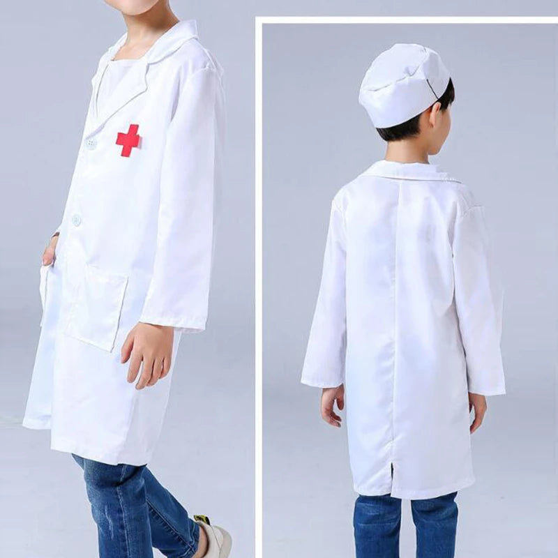 Kinder Cosplay Kleidung Jungen Mädchen Arzt Krankenschwester Uniformen Ausgefallene Kleinkind Weihnachten Weihnachten Rollenspiel Kostüme Party Wear Arztkittel