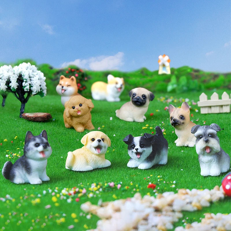 Resin Craft Miniature Figure Tiny For Garden Decortion Cute Small Dog Animal Ornament