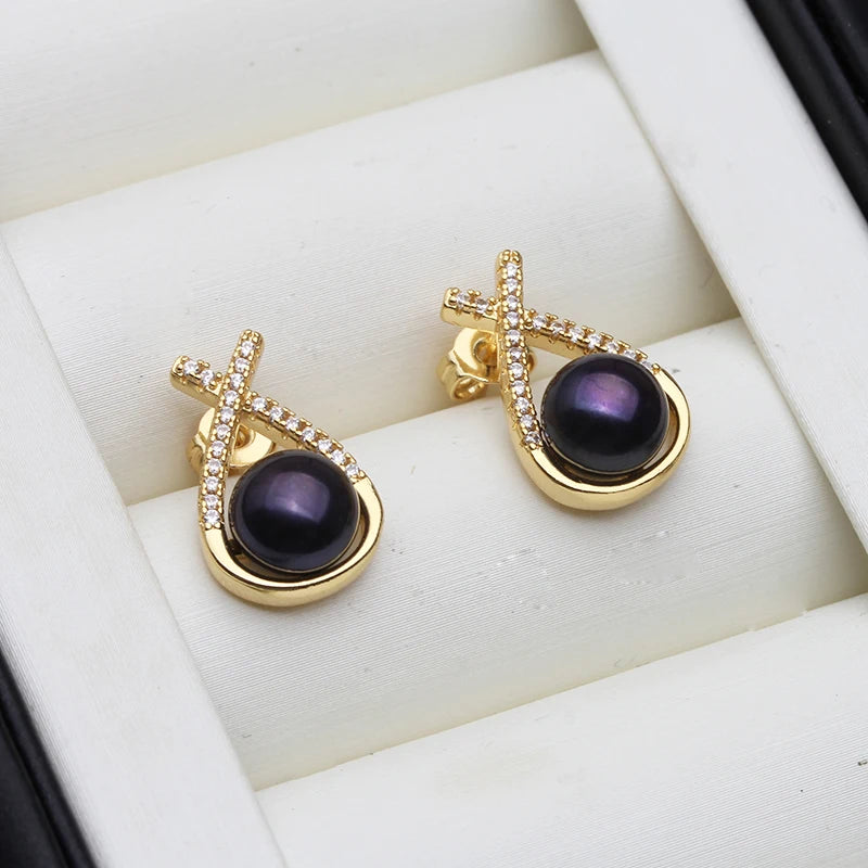 2023 New Natural Pearl Earrings For Woman,Trendy Pearl Earrings Mother Wife Birthday Gift White Black