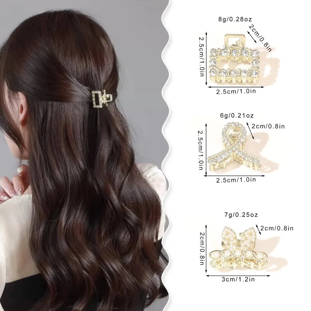 Mini Pearl Rhinestones Hair Claw For Women Retro Flower Crab Claw Clips Small Hairpins Hair Crabs Girls Hair Accessories Fashion
