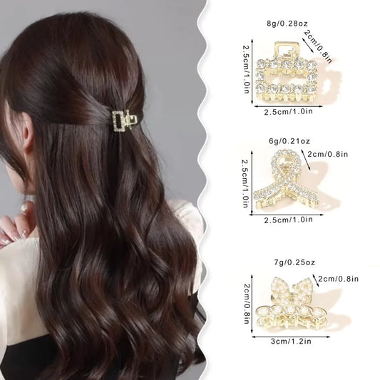 Mini Pearl Rhinestones Hair Claw For Women Retro Flower Crab Claw Clips Small Hairpins Hair Crabs Girls Hair Accessories Fashion