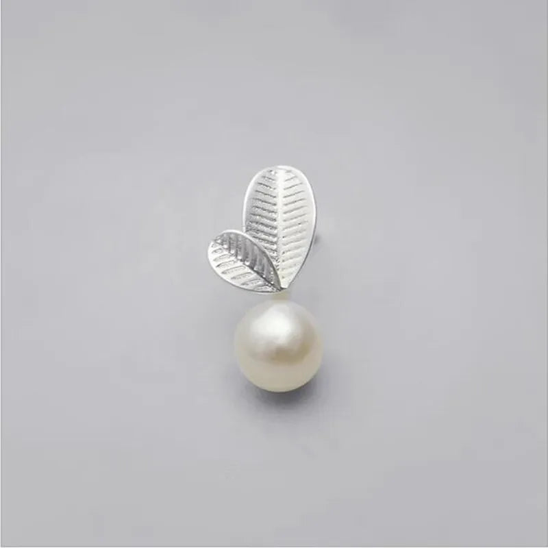 New Arrival Temperament Fine Fashion 925 Sterling Silver Jewelry Pearl Sweet Cute Leaves Earrings Female Anti-allergic  E003