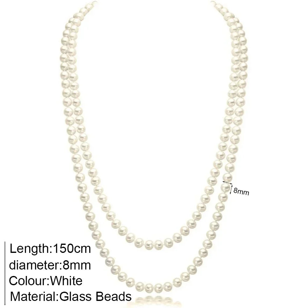 Fashion Women Glass Bead Necklace Long Necklaces Layering Set Women's Elegant Jewelry Couple Gift DIY Accessories 2024 New Trend