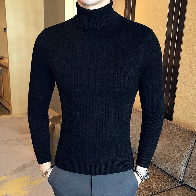 Winter High Neck Dicken Warmen Pullover Männer Rollkragen Marke Herren Pullover Slim Fit Pullover Männer Strickwaren Männlichen Doppel 