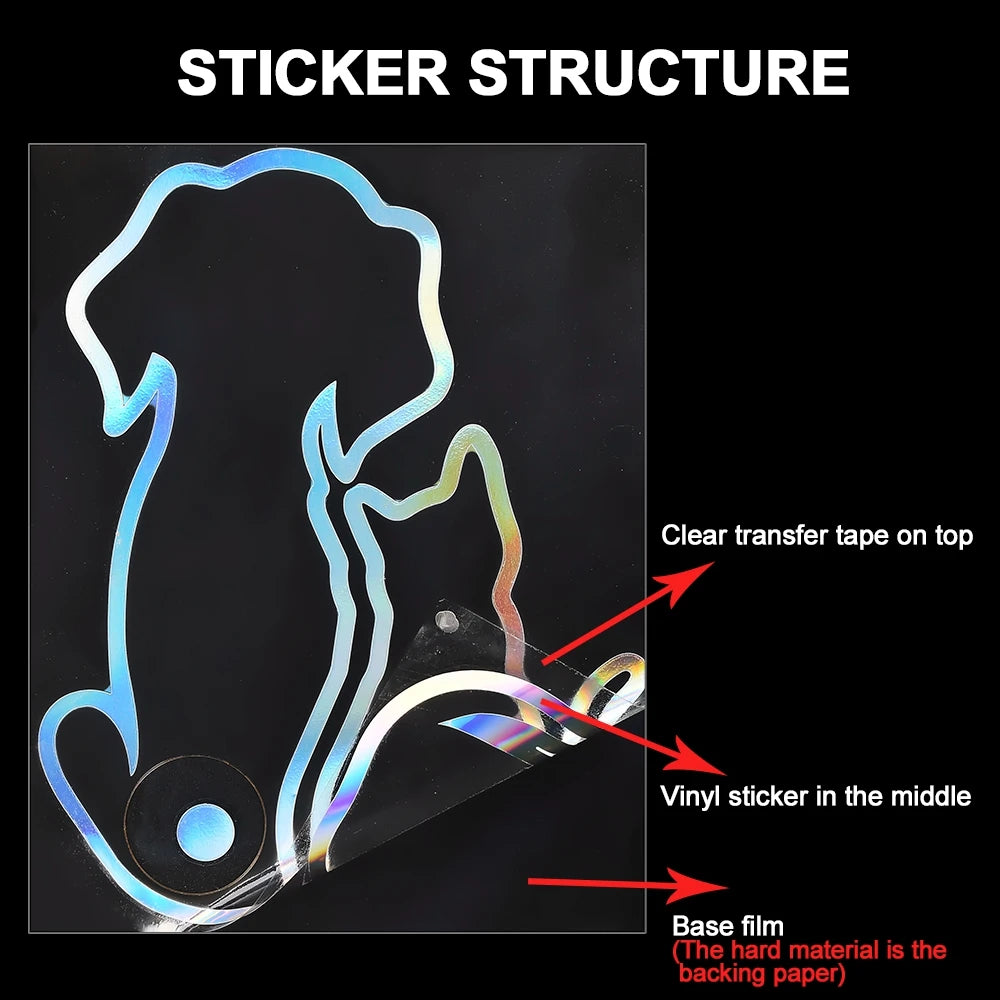 1x Car rear window glass reflective wiper sticker wagging tail cat dog sticker car decoration sticker car exterior decals