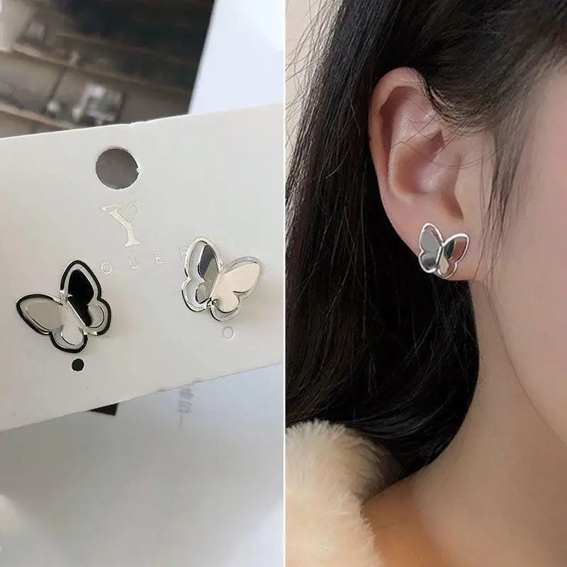 925 Silver Needle Green Crystal Butterfly Drop Earrings For Women Korean Jewelry 2024 Trending Fairy Luxury Women's Earrings New