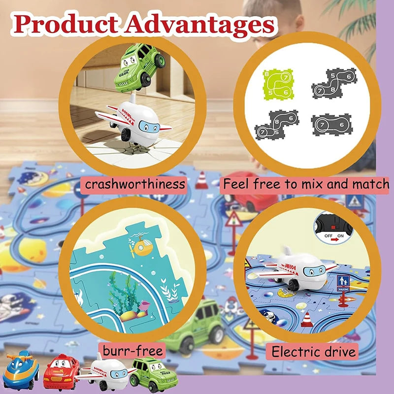Puzzel Toy Set Rail Car DIY Assemble Jigsaw Flexible Railway Track Parent-child Interaction Toy Electric Car Puzzle Toys Gifts