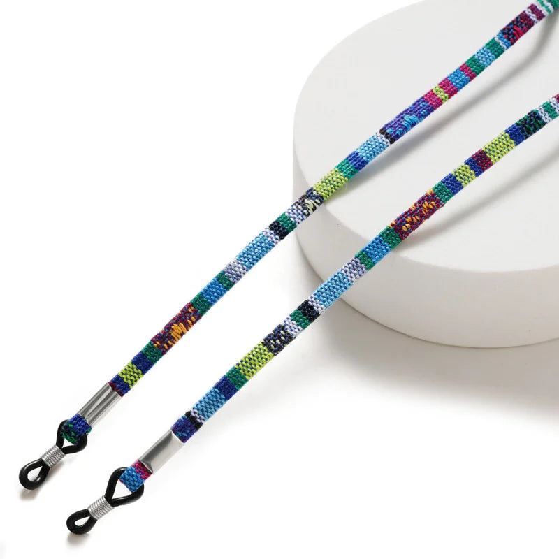 2PCs Bohemia sunglasses rope adjustable anti slip eyewear glasses string cord elastic polyester fashion neck straps