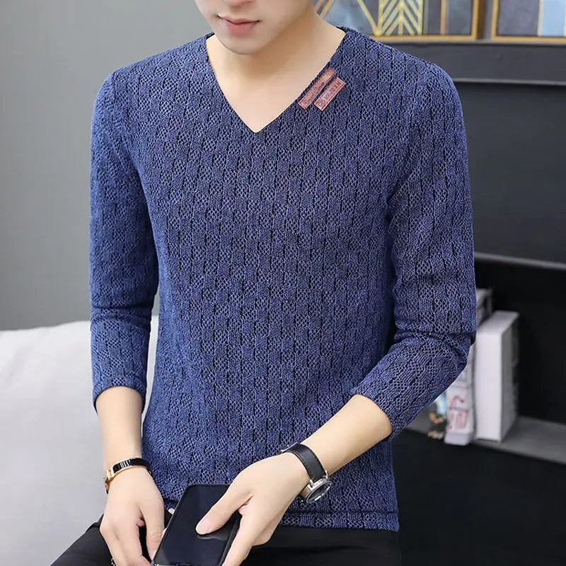 Knit Sweater Male No Hoodie Men's Clothing Red Pullovers Icon V Neck Sale Classic Street Elegant Pull Oversize Korean Fashion A