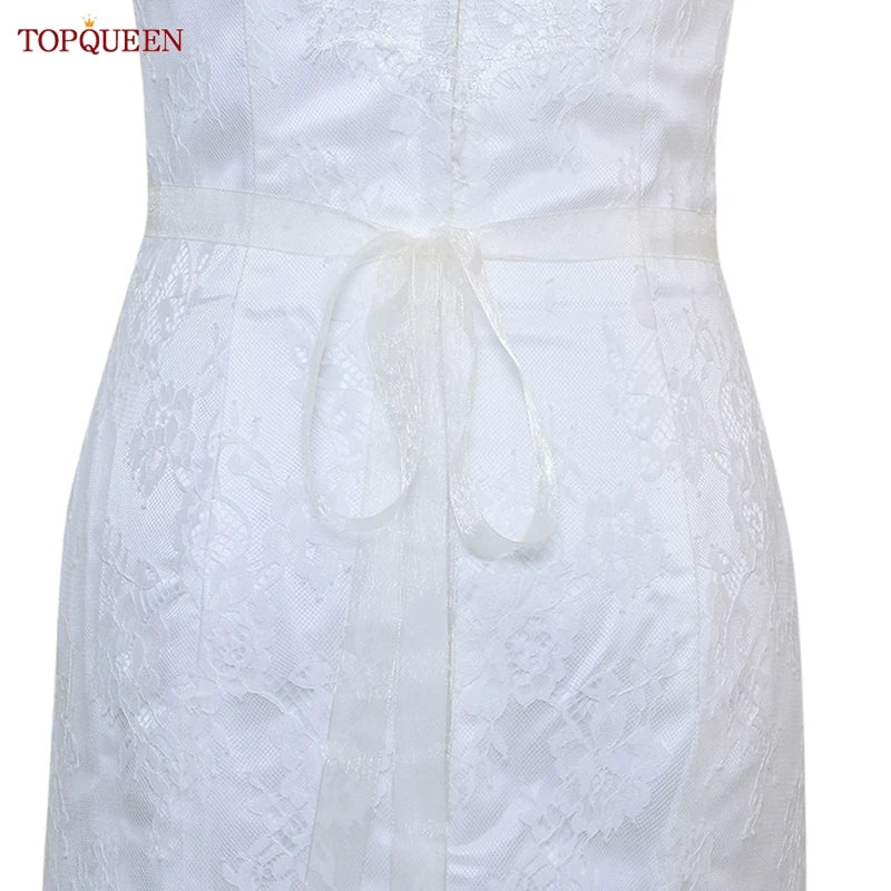 TOPQUEEN S119 Wedding Dress with Decorative Decals Wedding Dress Accessories Wedding Dress with Luxury Diamond Handmade