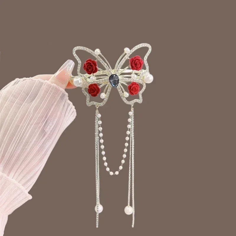 2023 New Bell Orchid Tassel Twist Hair Clip Ladies Elegant Frog Buckle Hair Grips Ponytail Braid Female Exquisite Headdress