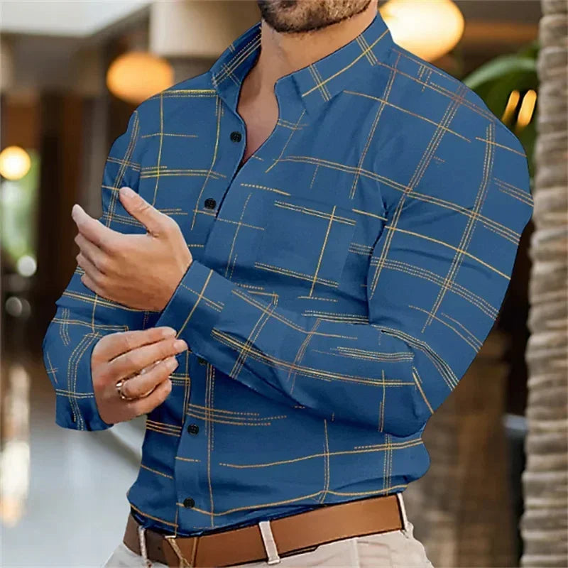 Men's business lapel shirt office casual outdoor street shirt soft and comfortable men's high-quality top large size XS-6XL
