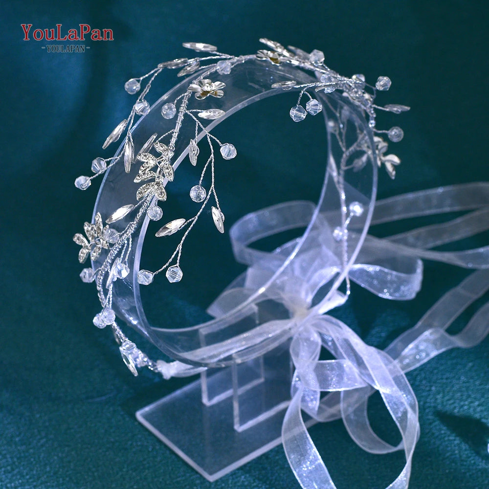 YouLaPan Bridal Crystal Belt Women Wedding Dress Sash Evening Gown Rhinestone Belt Silver Color