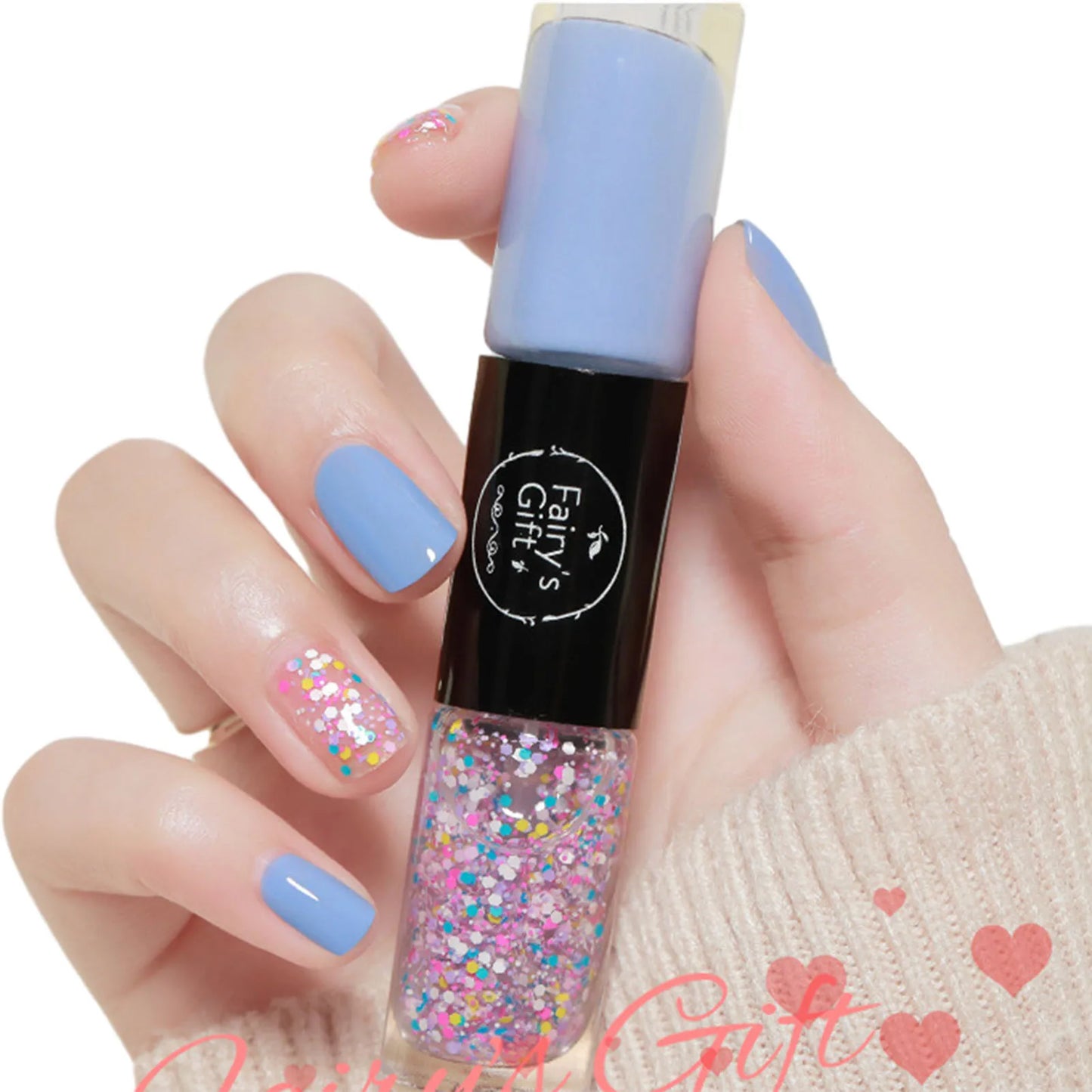 2 In 1 Double Heads Nails Polish Paillette Glitter Nails Oils Long Lasting Waterproof And No-Bake Quick Drying Gel Nails Polish