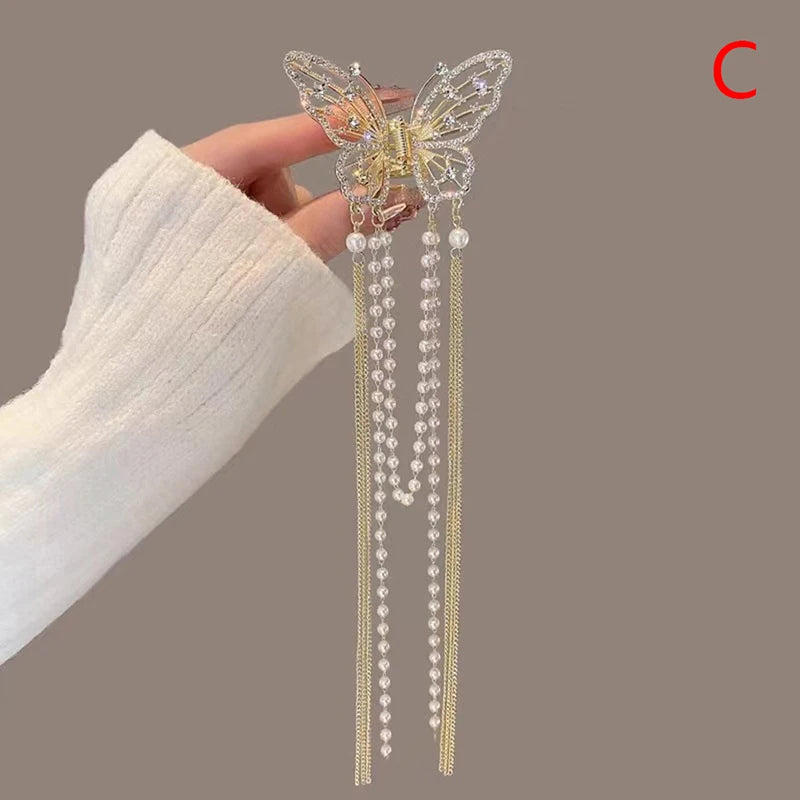 New Butterfly Tassel Hair Clip Korean Design Simple Temperament Side Clip Shark Hair Clip Hair Accessories