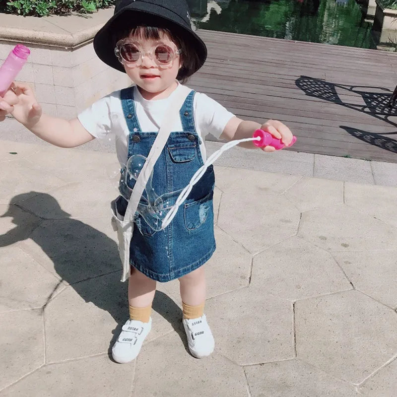 Spring And Summer Girls Fashion Strap Dress For Kids  0-5 Years Old