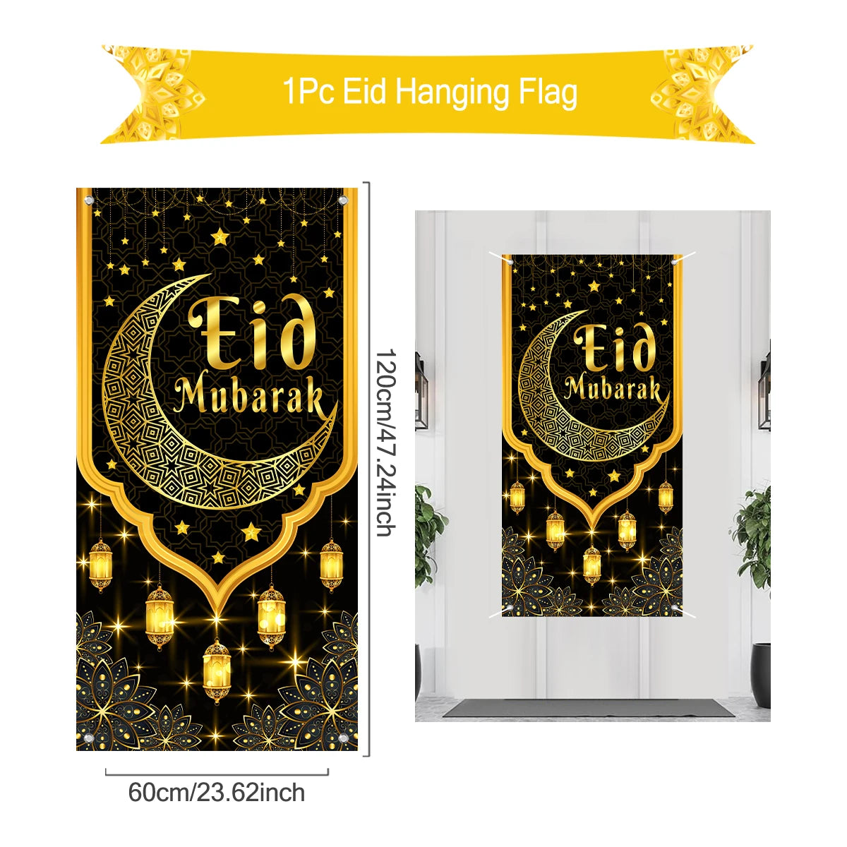 Ramadan Hanging Flag Ramadan Kareem Decoration For Home 2025 Aid EID Mubarak Muslim Islamic Festival Eid Al-fitr Party Supplies