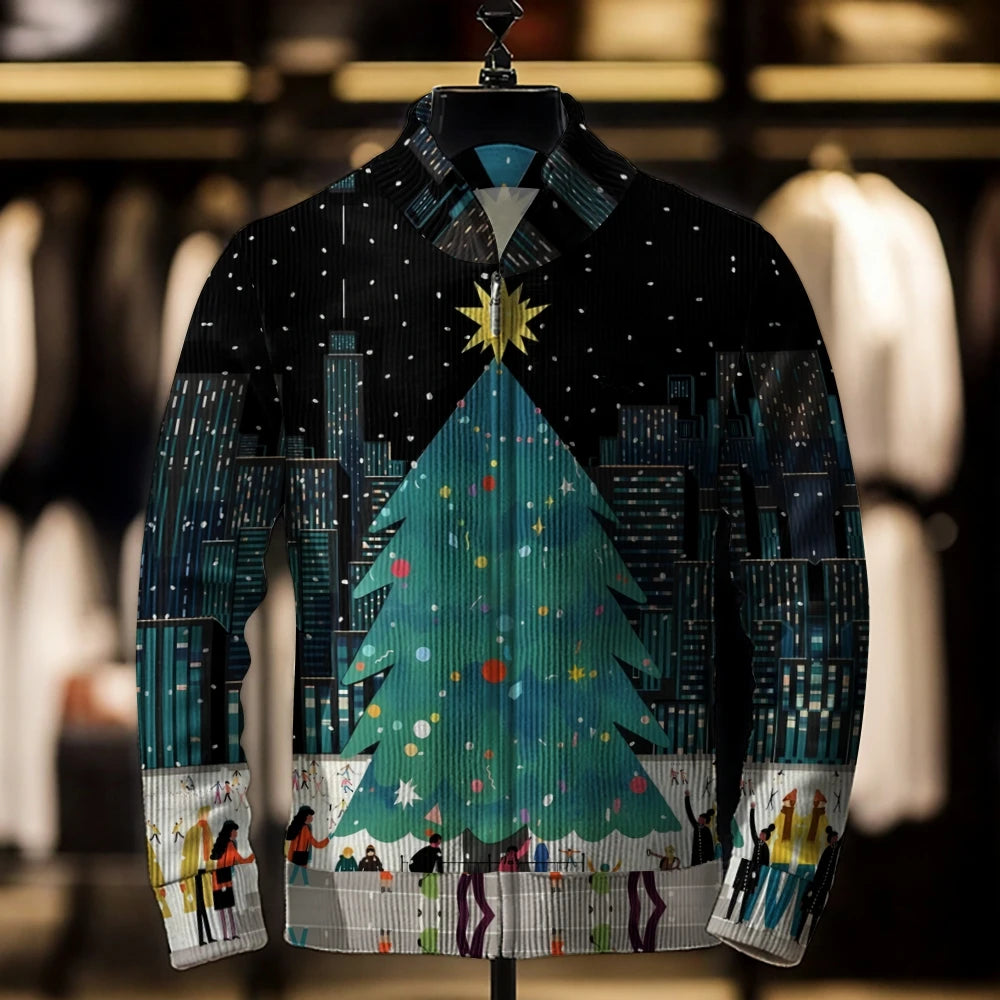 2024 Men’s Casual Christmas 3D Print Sweater Cardigan Loose Outerwear Coat, Winter Men’s Fashion Jacket, Casual Men’s Clothing